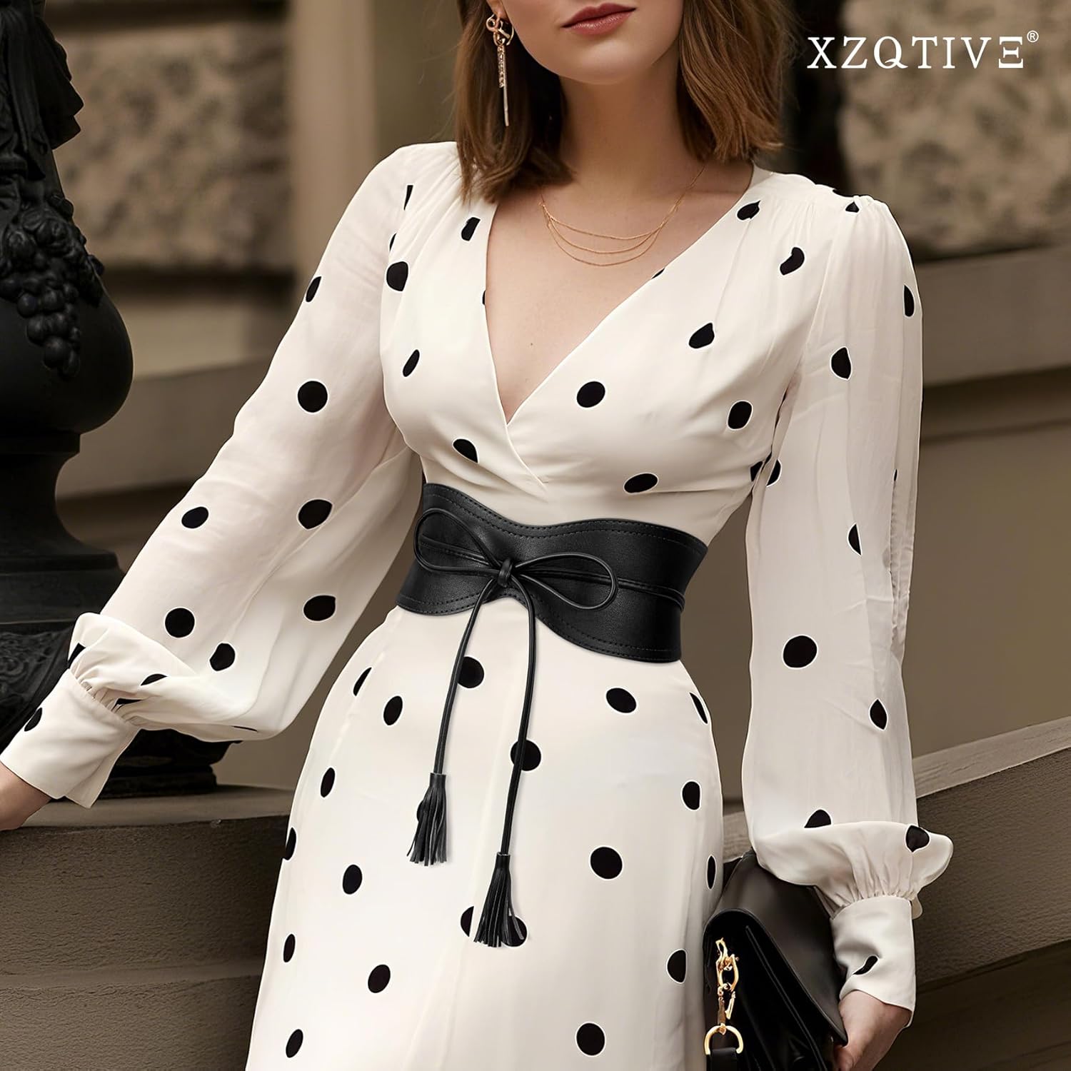 XZQTIVE Women Wide Belt for Dress Fashion Ladies Cinch Obi Belt Waistband with Tassel Tie - Image 5