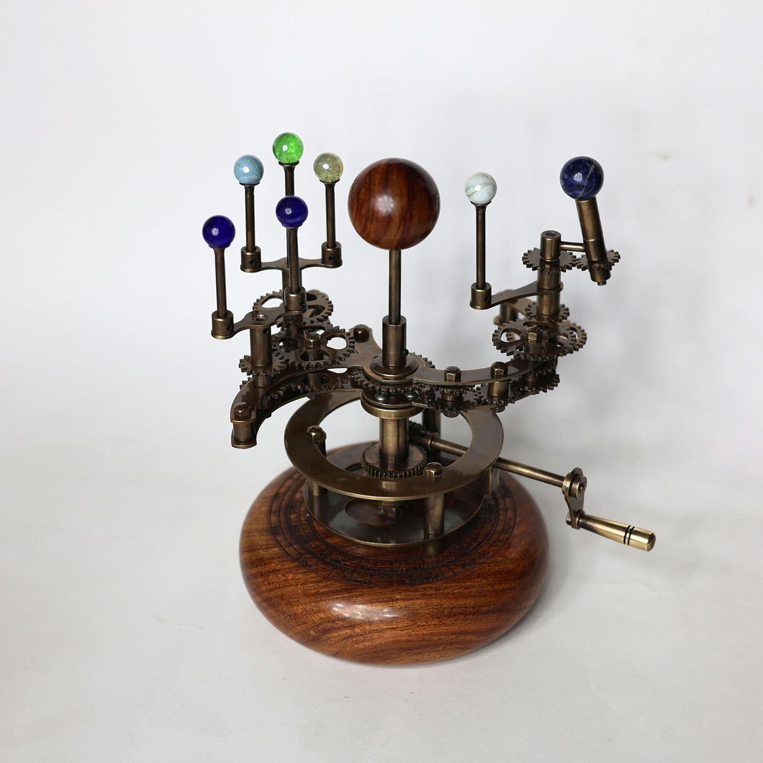 Antique Brass Orrery Solar System Model – Functional Vintage Decor with Sun, Mercury, Venus, Earth, Moon & Mars for Space Enthusiasts, Housewarming, Office & Library Decor
