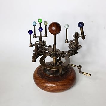 Antique Brass Orrery Solar System Model Functional Vintage Decor with Sun, Mercury, Venus, Earth, Moon & Mars for Space Enthusiasts, Housewarming, Office & Library Decor
