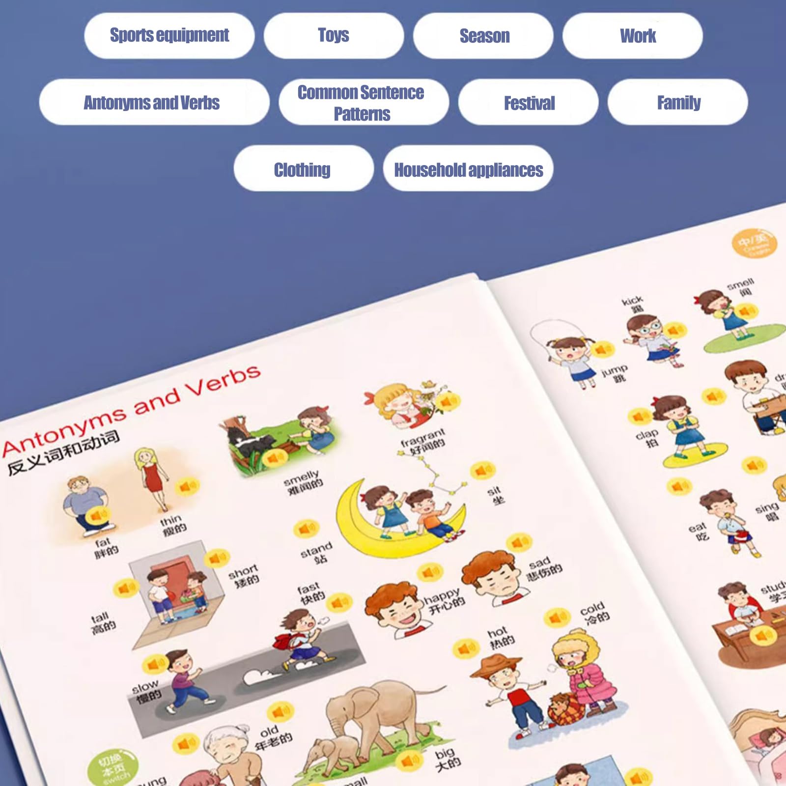 Libro portatile per l ' apprendimento ' inglese in carta, libro didattico per bambini in età prescolare, dotato tecnologia e aiuto visivo per l ' apprendimento ' inglese