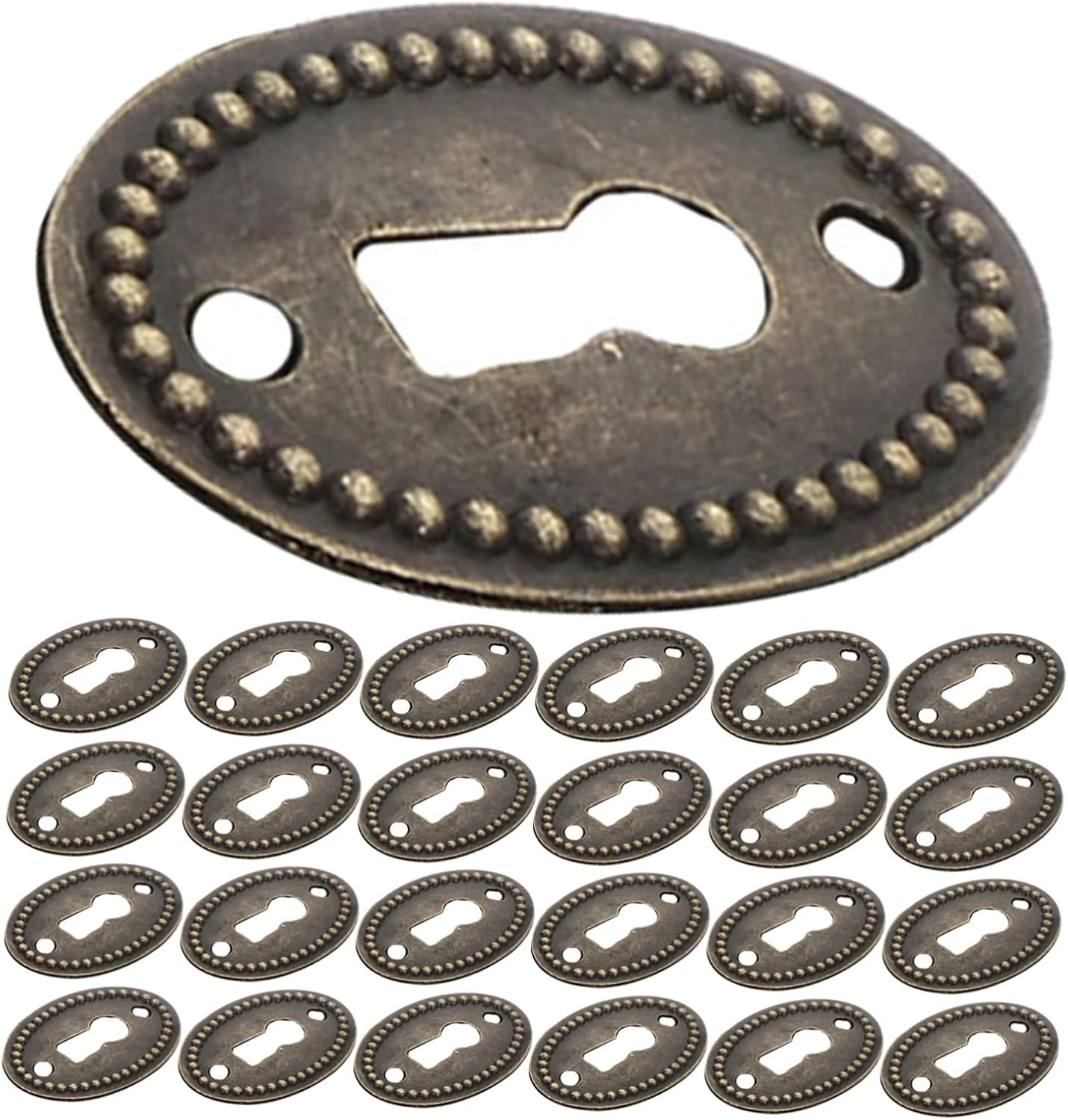 25pcs Antique Oval Zinc Alloy Keyhole Cover Plates for Door