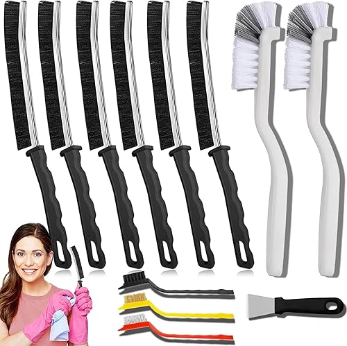 Herramienta de cepillo de limpieza para grietas, cepillo de cerdas duras resistente para limpieza profunda, limpiador de lechada ultrafino para