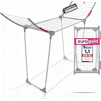 EUROGOLD Foldable Clothes Airer [18 m Drying Length] White