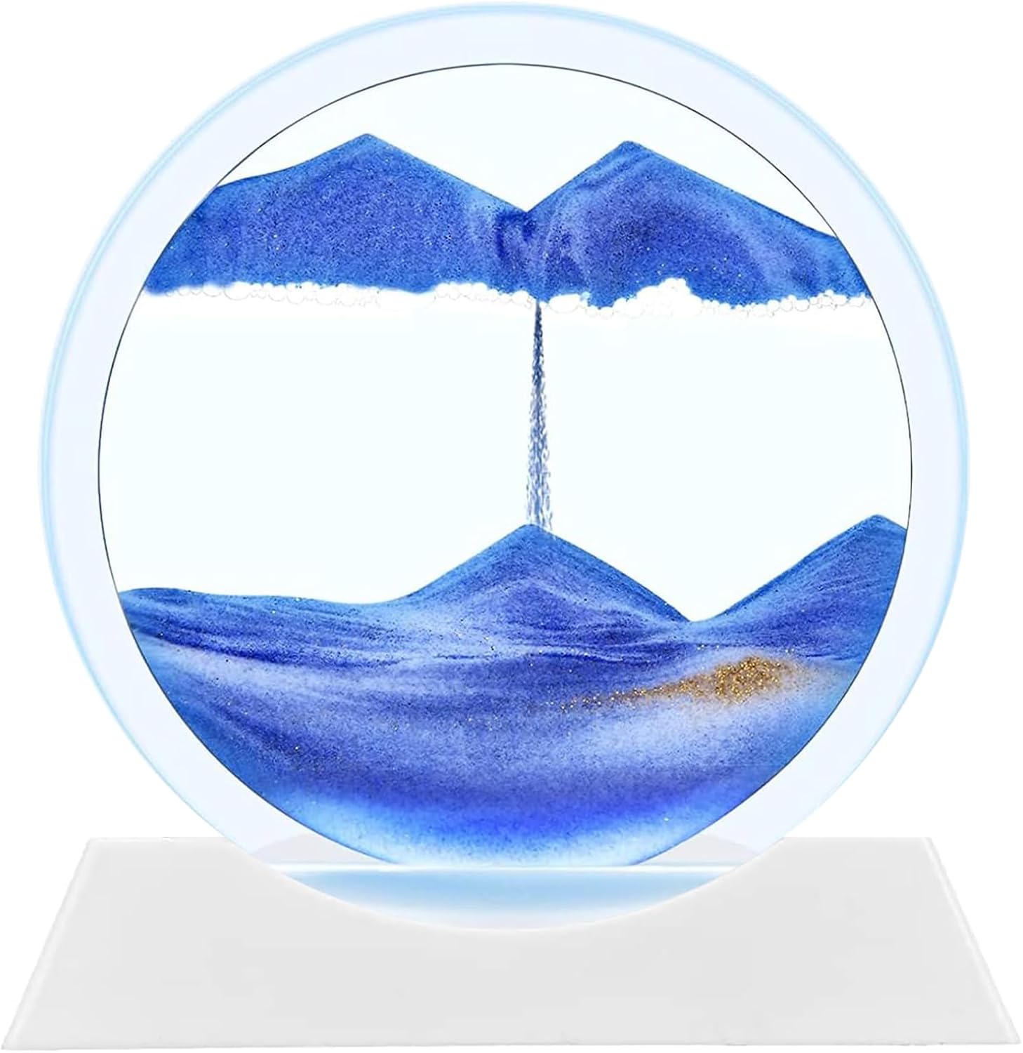 rysnwsu Moving Sand Art Picture w/Decor Lamp, 3D Dynamic Sand Art Liquid Motion-Round Glass 3D Deep Sea Sandscape in Motion Display Flowing Sand Frame w/Light Relaxing Desktop Home Decor (Red)