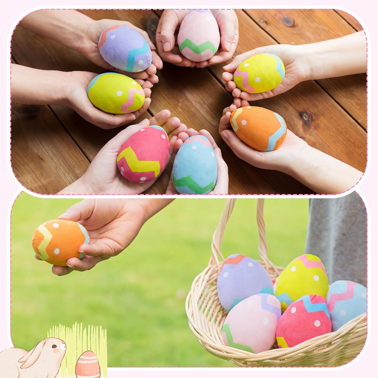 Hollowfly 18 Pcs Easter Mini Plush Eggs Bulk 4'' Plush Pastel Eggs Plushies Exchange Prize Gifts Easter Basket Goodie Bags Stuffers for Spring Egg Hunt Party Favors