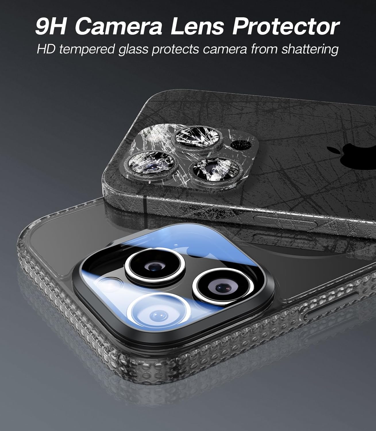 VOFATA [Upgraded] for iPhone 15 Pro Case with Camera Cover Stand [Fit for MagSafe][9H Camera Lens Protector] Mil-Grade Protection Transparent Magnetic iPhone 15 Pro Phone Case, Clear Black
