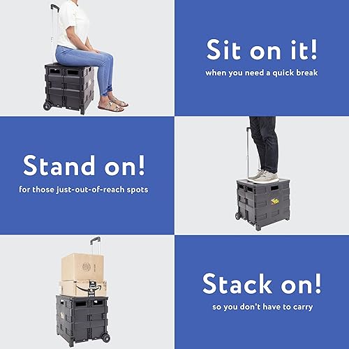 Miniatura 78 de dbest products Quik Cart Sport - Caja plegable con ruedas para profesores, capacidad de 80 libras, hecha de plástico resistente utilizado como Negro