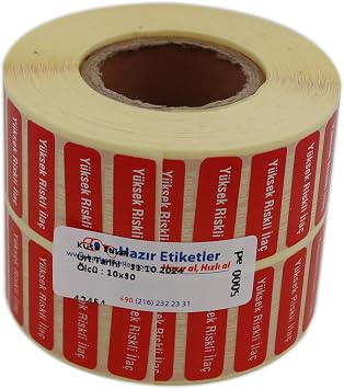 Y ksek Riskli  la  Etiketi 30mm X 10mm 5000 Adet Ku e Rulo Etiket