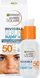 Garnier Serum mit Lichtschutzfaktor 50+, UVA- und UVB-Schutz, Für alle Hauttypen, Mit Ceramid Protect, Geeignet zur täglichen Anwendung, Ambre Solaire Invisible Super UV, 30 ml