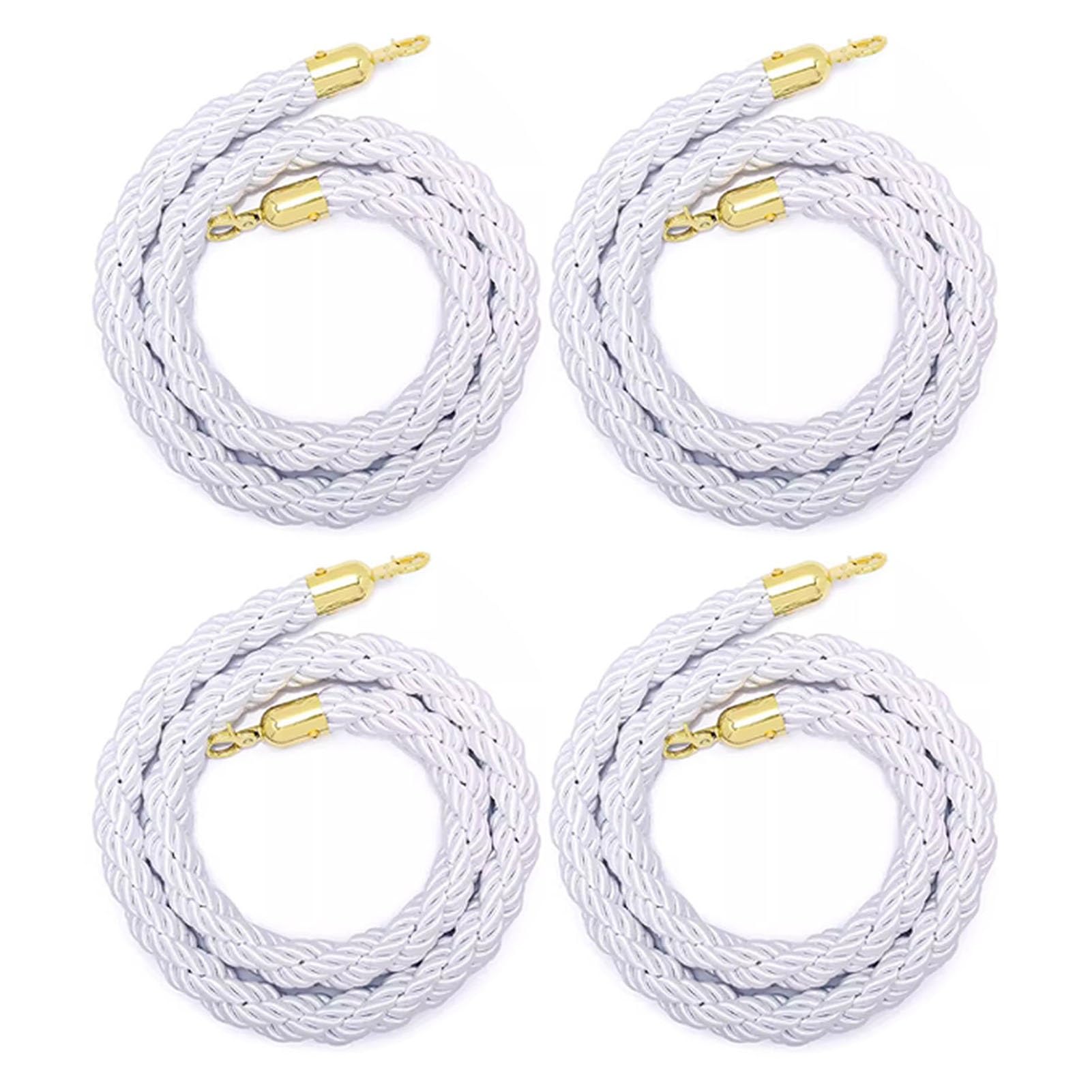 GDMDPTE 4 White Braided Rope Supports VIP Crowd Control Kit - 1.8m Hemp Rope for Event Entrance Parties Large Openings Safety Barrier for Events & Gatherings