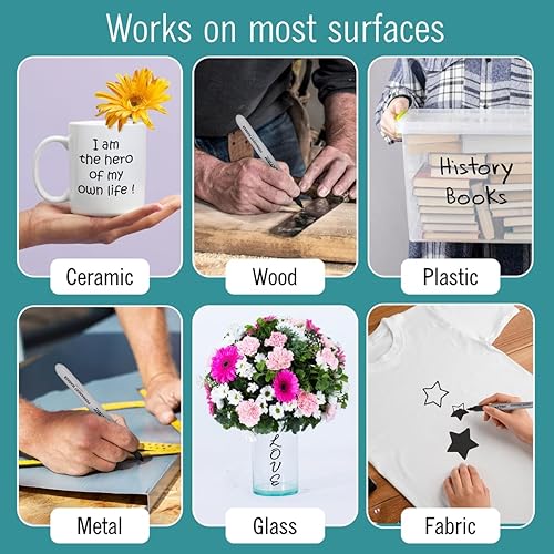 Miniatura 5 de EXTRIC Marcadores permanentes negros, 12 marcadores de punta fina, secado rápido, funciona en madera, papel, plástico, metal y vidrio, para uso