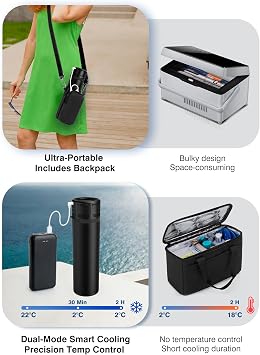 SUNMON Elektrische Insulin Kühlbox Insulin Kühltasche Intelligente USB Automatik-Kühlung Medikamenten Kühlbox für reisen Einstellbare Temperatur Elektrische Insulinkühler (Schwarz)