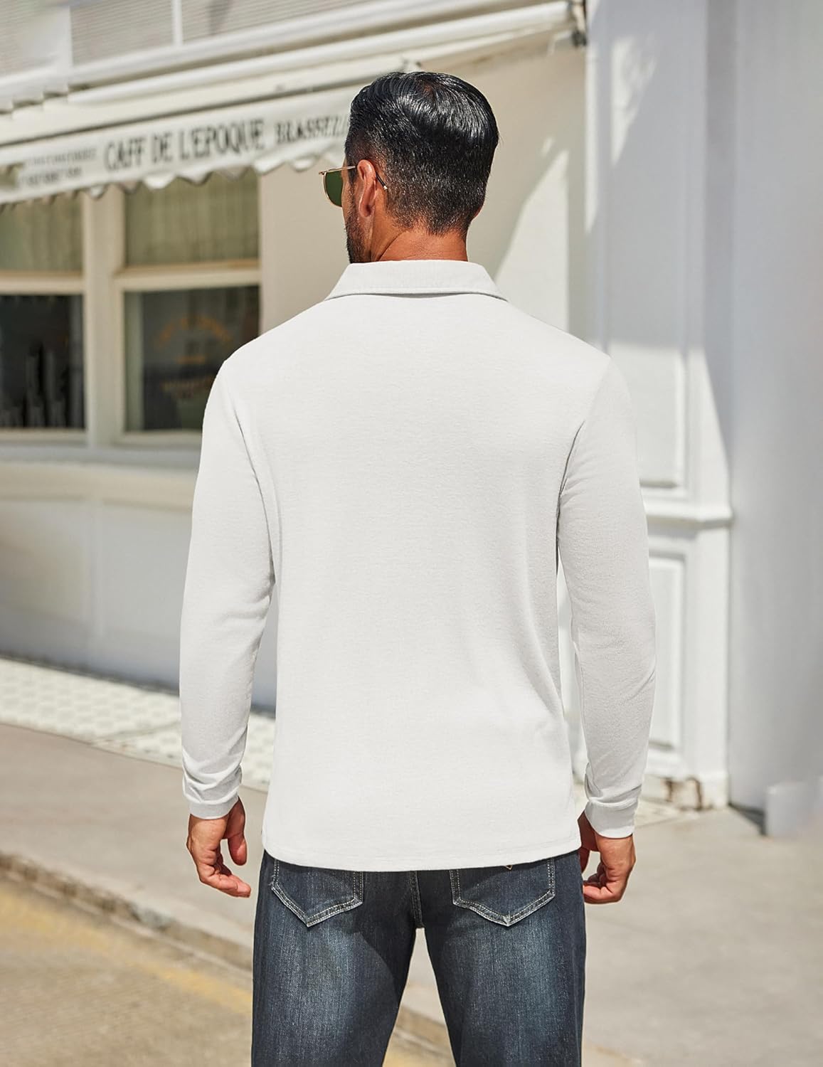 COOFANDY Mens Long Sleeve Polo Shirts Classic Casual Button Polo Tee Lightweight Collared Golf Shirt - Image 3