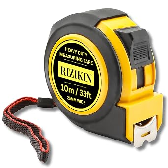 Heavy Duty Tape Measure 10m 33ft - Stainless Steel Measuring Tape 10 metre - Retractable Measurement Tape - Imperial and Metric Tape Measure with Metal Belt Clip 10 Metre
