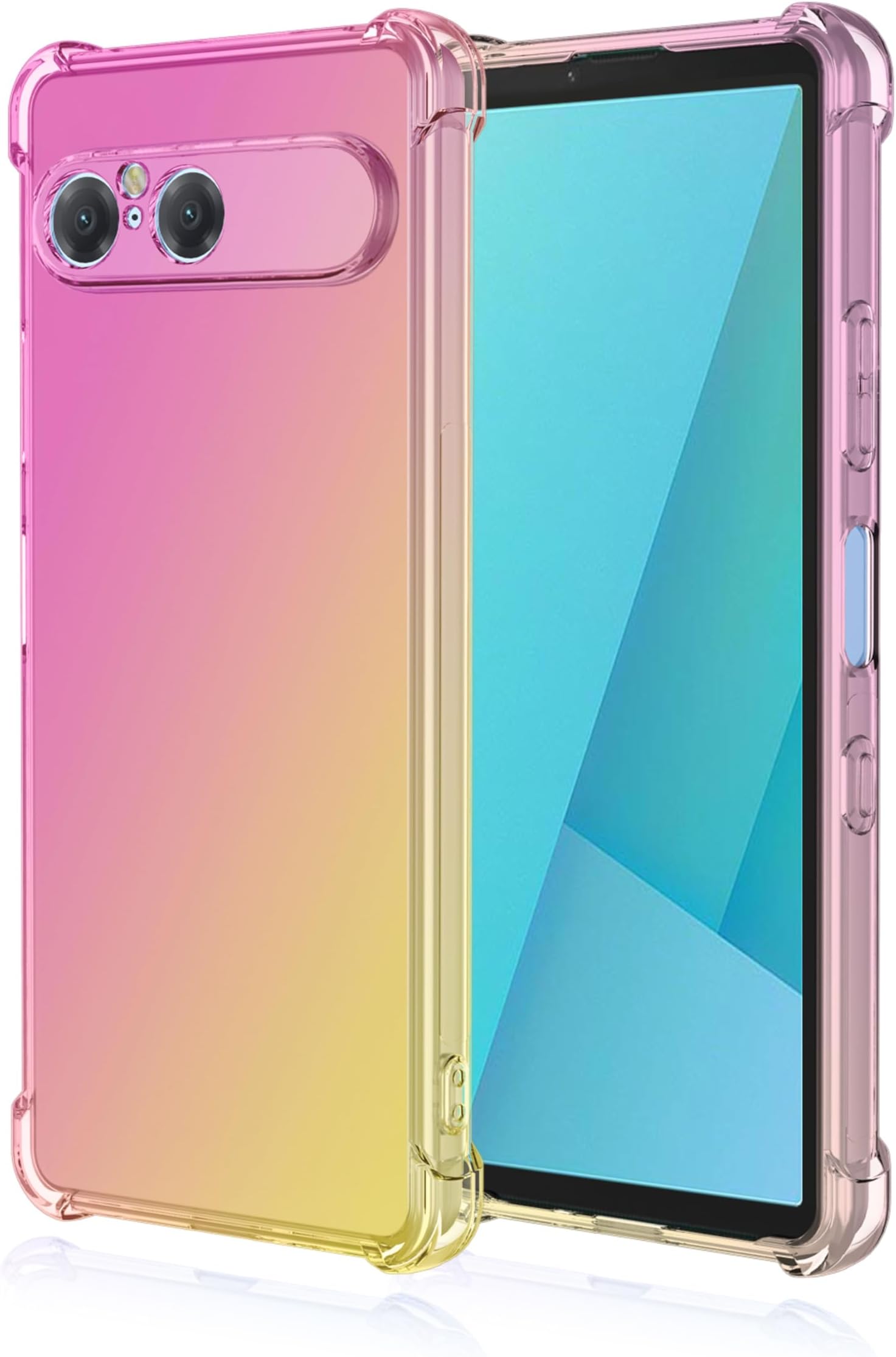 Sony Xperia 10 VII Compatible Case, Gradient Cover, Square Air Cushion, Shockproof, Clear TPU Soft Case, Full Protection, Lightweight, Fall Prevention, Transparent Protective Cover for Xperia 10 VII
