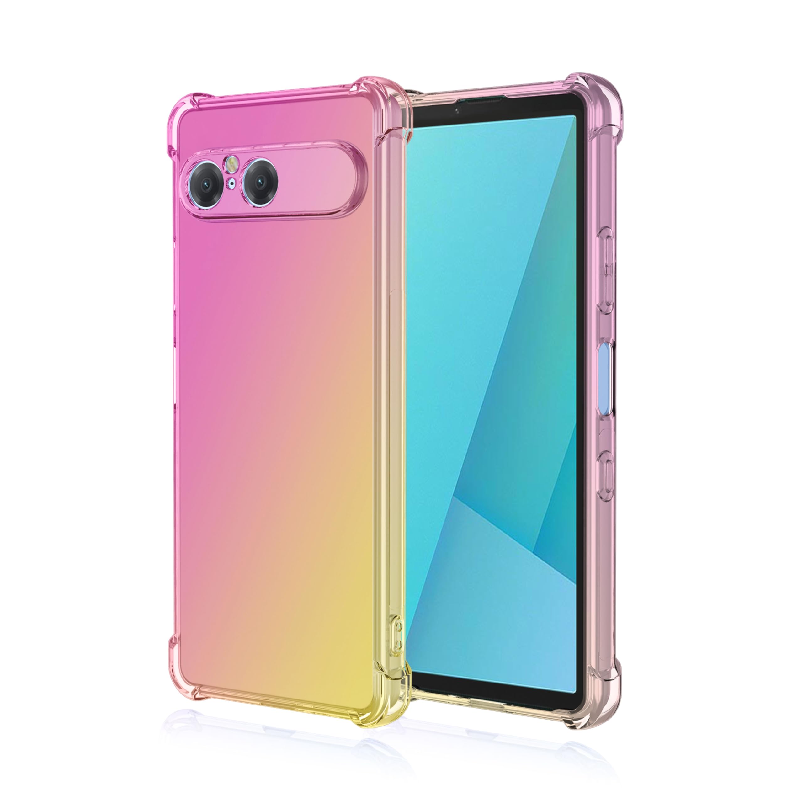 Sony Xperia 10 VII Compatible Case, Gradient Cover, Square Air Cushion, Shockproof, Clear TPU Soft Case, Full Protection, Lightweight, Fall Prevention, Transparent Protective Cover for Xperia 10 VII