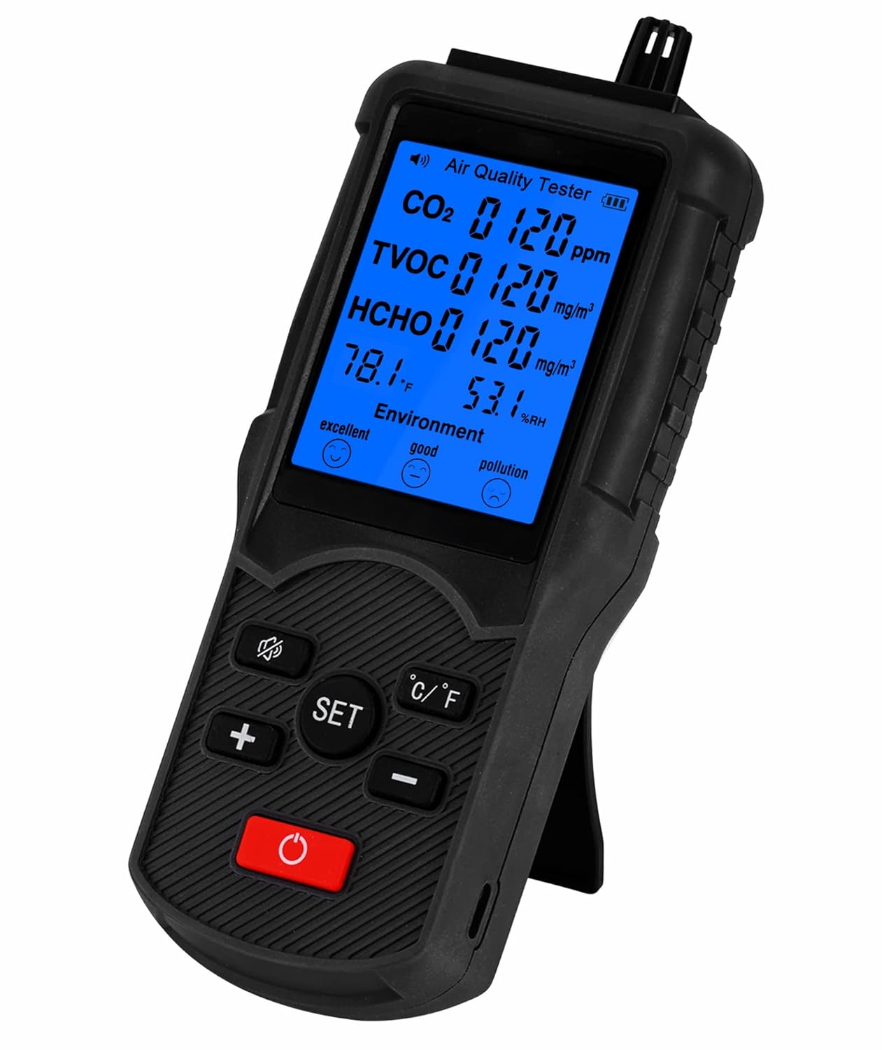 Air Quality Monitor Indoor Portable HCHO Detector 5in1 Air Pollution