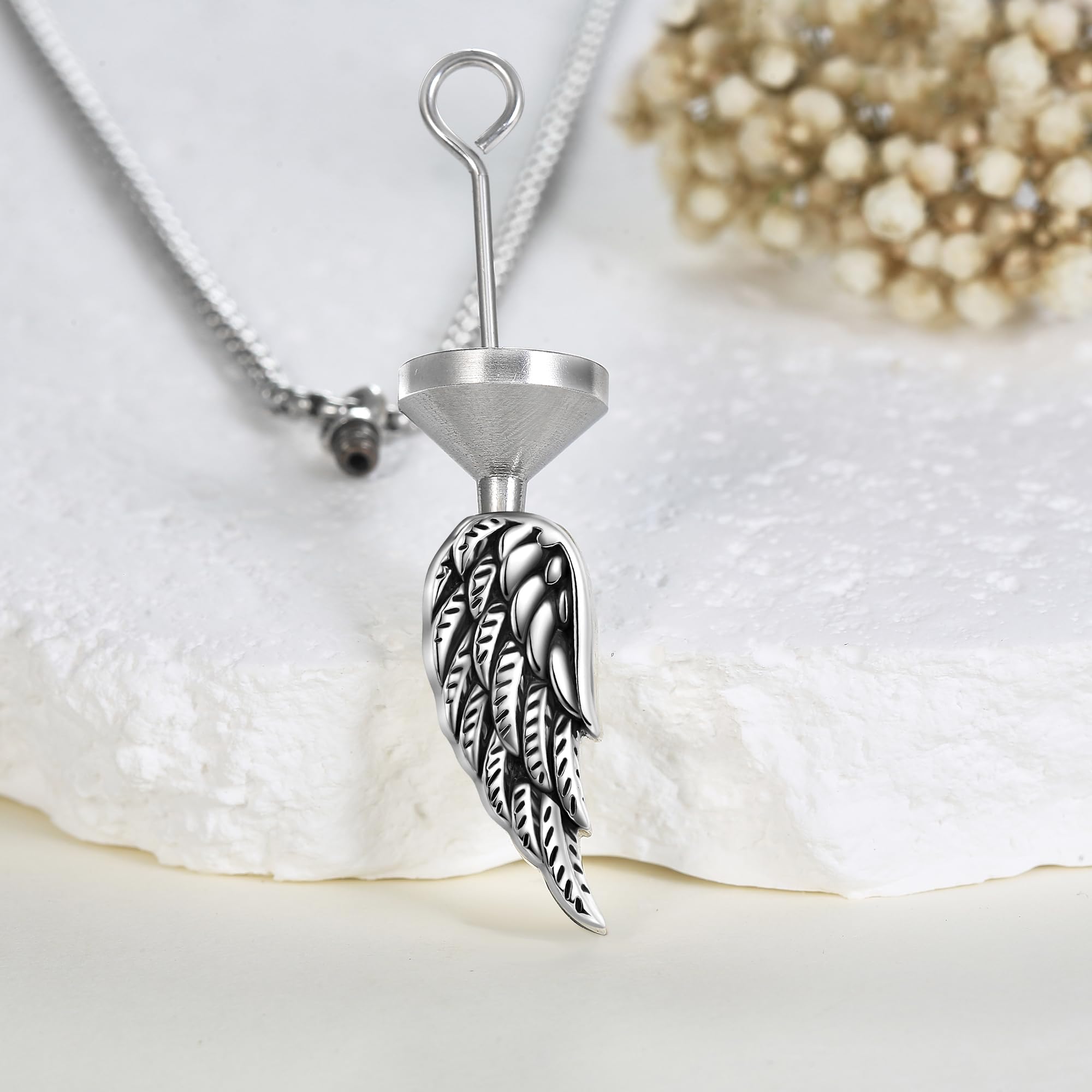 POPLYKE 925 Sterling Silber Flügel Urn kette für Asche Halskette Engel Flügel Einäscherung Schmuck für Damen Männer Gedächtnis