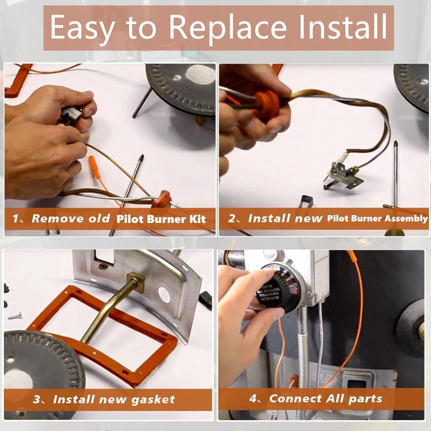 MCAMPAS Natural Gas Water Heater SP20075 SP20305A Pilot Assembly Kit Compatible with Rheem, PROTECH, GE Water Heater Burner Pilot/Thermopile.Igniter Assembly