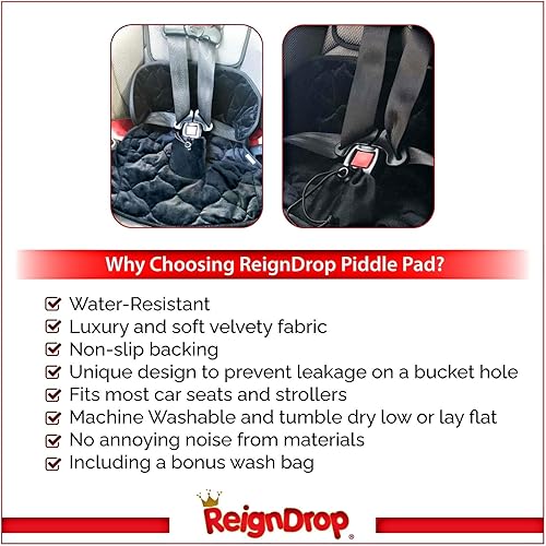 Miniatura 7 de ReignDrop Piddle Pad Protector de asiento de coche para entrenamiento de niños pequeños y bebés, almohadilla impermeable para asiento de automóvil,