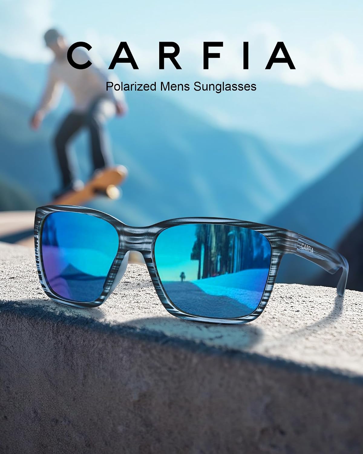 CARFIA Casual Polarized Mens Sunglasses UV400 Protection, Lightweight Unbreakable TR90 Sports Cycling Fishing Glasses CA0951