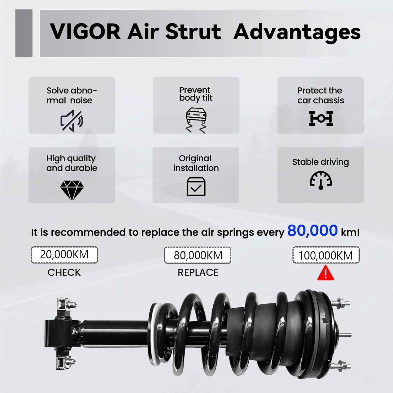 VIGOR Air Shock Absorbers for 2007-2014 Cadillac Escalade, Chevy Avalanche Suburban Tahoe, GMC Sierra 1500/2500 Car Front Air Struts with New Coil Spring, OE Replace 19353945, 25845438