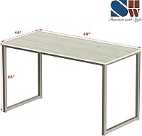 Vista 95 de SHW Mission - Escritorio para computadora de oficina en casa, de 32 pulgadas, nogal