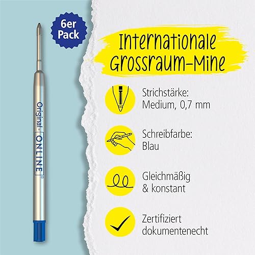 Miniatura 7 de Online 6 repuestos de bolígrafo  Medio de fuerza I International Standard Biro Recambios para todos los bolígrafos I Impermeable I Recambios