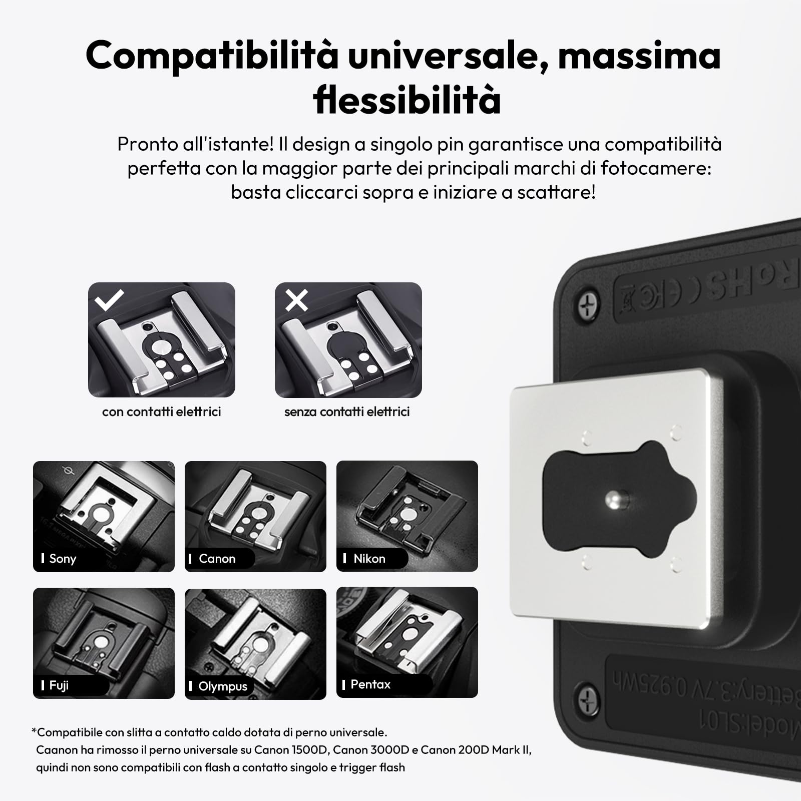 ULANZI SL01 Mini Flash GN8 6500K 375 Flash a Piena Potenza 200lux@0.3m Compatibile Nikon Sony Fujifilm Panasonic