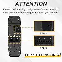 Vista 3 de Interruptor de ventana eléctrica Master del lado del conductor, 9 pines + 3 pines compatible con Dodge Ram 1500 2500 3500 2011-2012 Ram 1500
