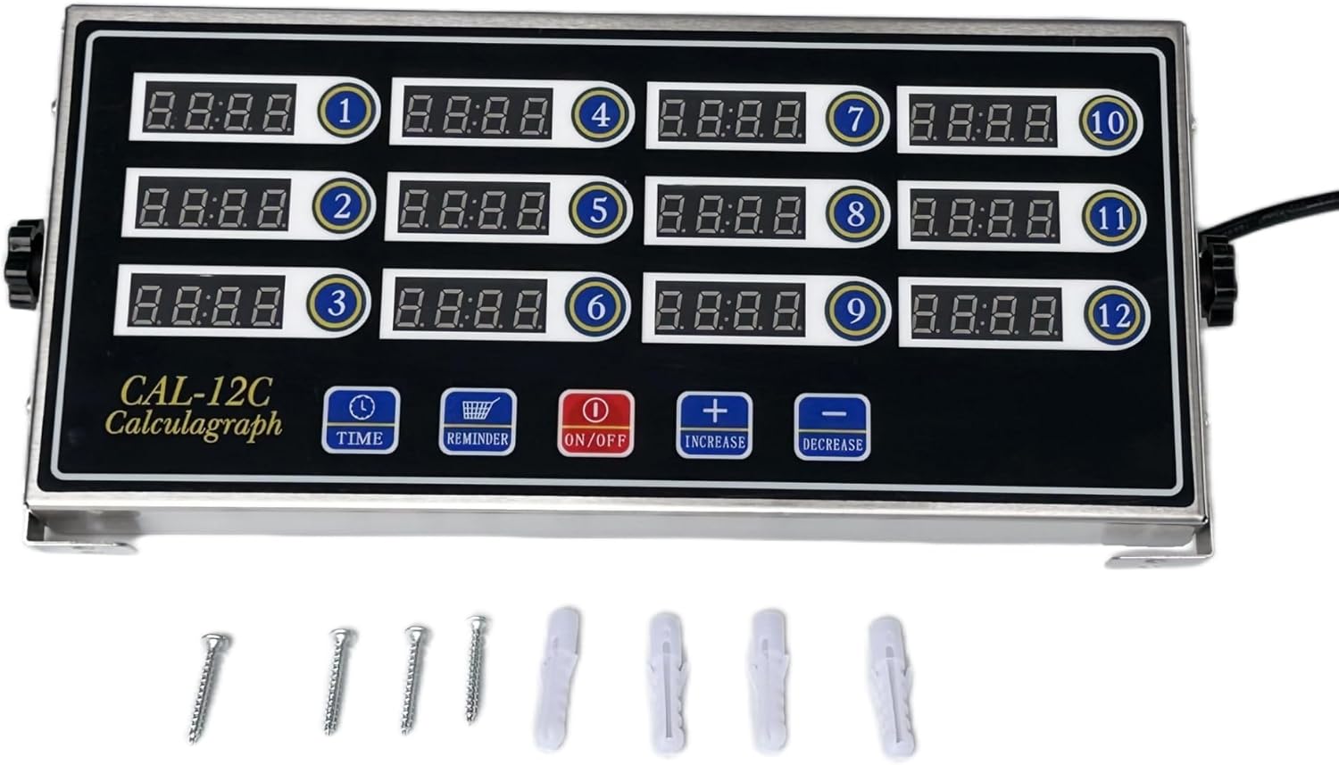 12 Channel Kitchen Timer Digital Kitchen Timer Loud Alarm Cooking Calculagraph Commercial Timer for Food Chips BBQ Pizza Bread Grilled Burger Coffee