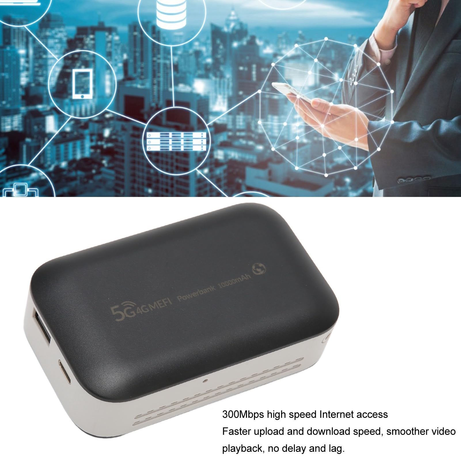 Przenośny Router Sieci Bezprzewodowej 4GLTE z Odblokowanym Routerem 5G WiFi Hotspot 300Mbps do Podróży Game Party - Czarny