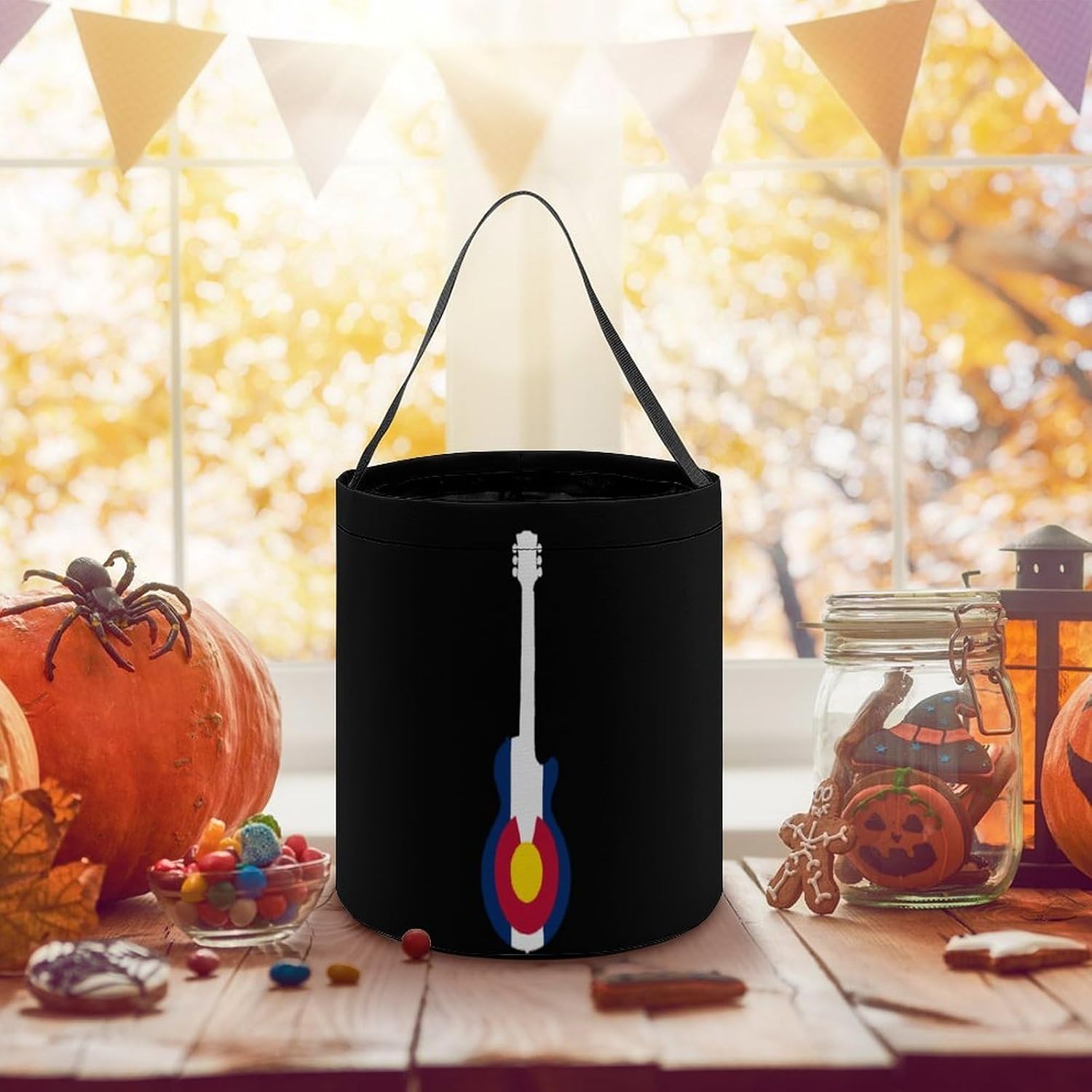 State Flag of Colorado Music Guitar Halloween Candy Gift Bags Reusable Treat Baskets Tote Bag Holiday Party image 3