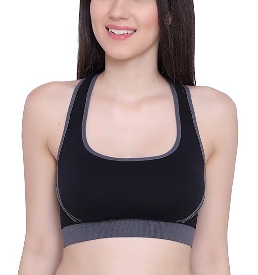 Women Nylon Spandex Padded Seamless Medium Impact Sports Bra for Gym, Running, Cycling, Yoga, Fitness