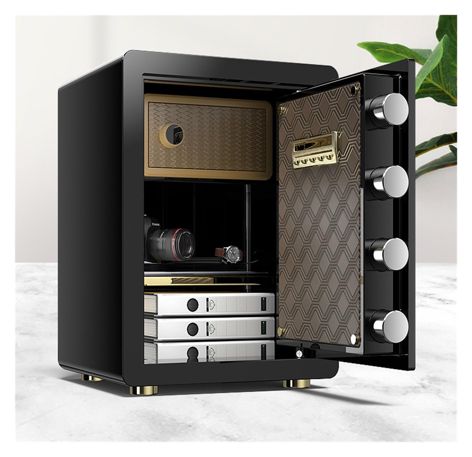 Cassaforte Cassetta di sicurezza domestica Casseforti di sicurezza meccaniche con password con scomparto nascosto, ideali for hotel, uffici domestici Cassetta portavalori(Bruin)