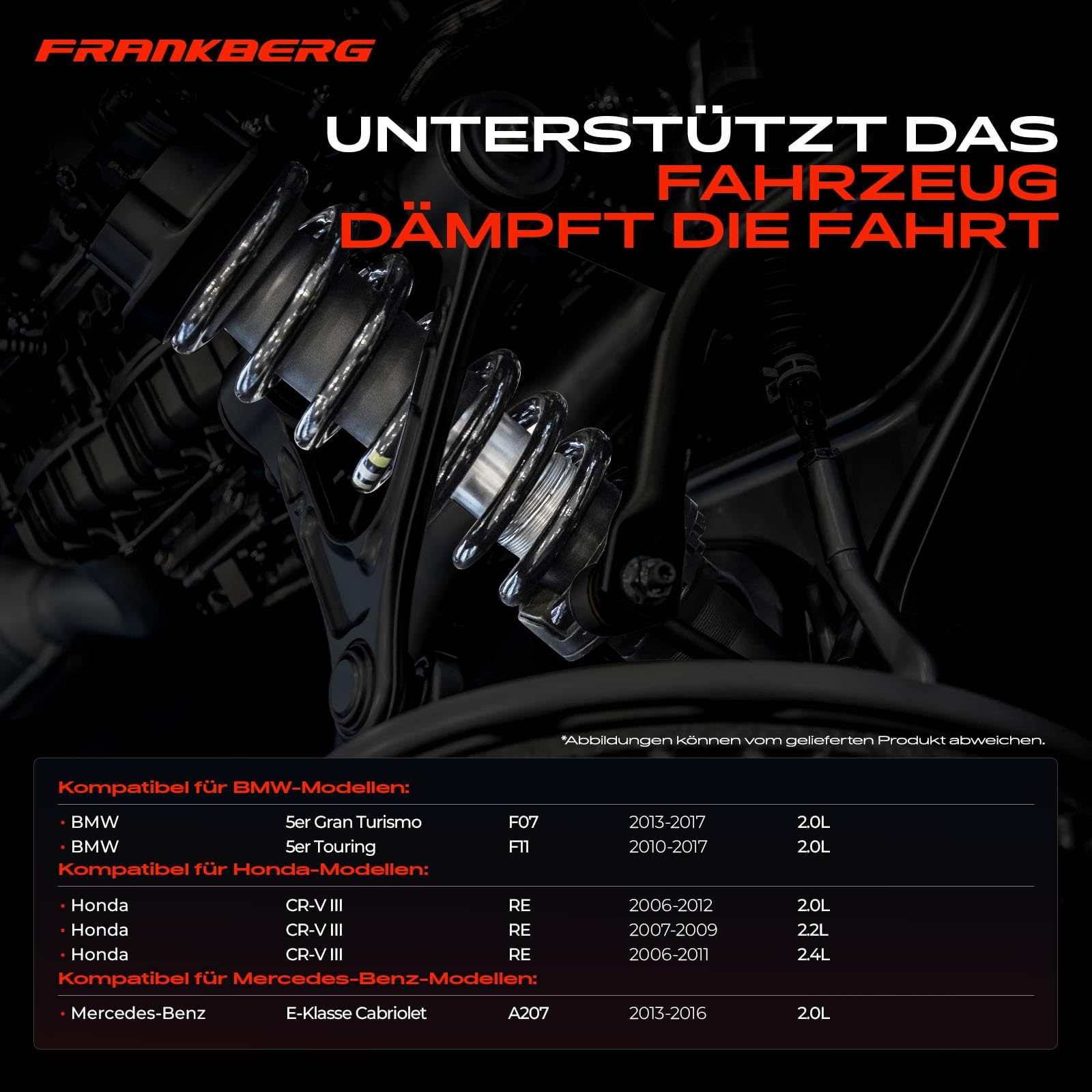 Frankberg 2x Molla di sospensione cuscinetto molla molla elicoidale | asse posteriore, Sinistra, Giusto; 52441SWWE01; Compatibile con: Classe E Cabriolet A207, Serie 5 Gran Turismo F07