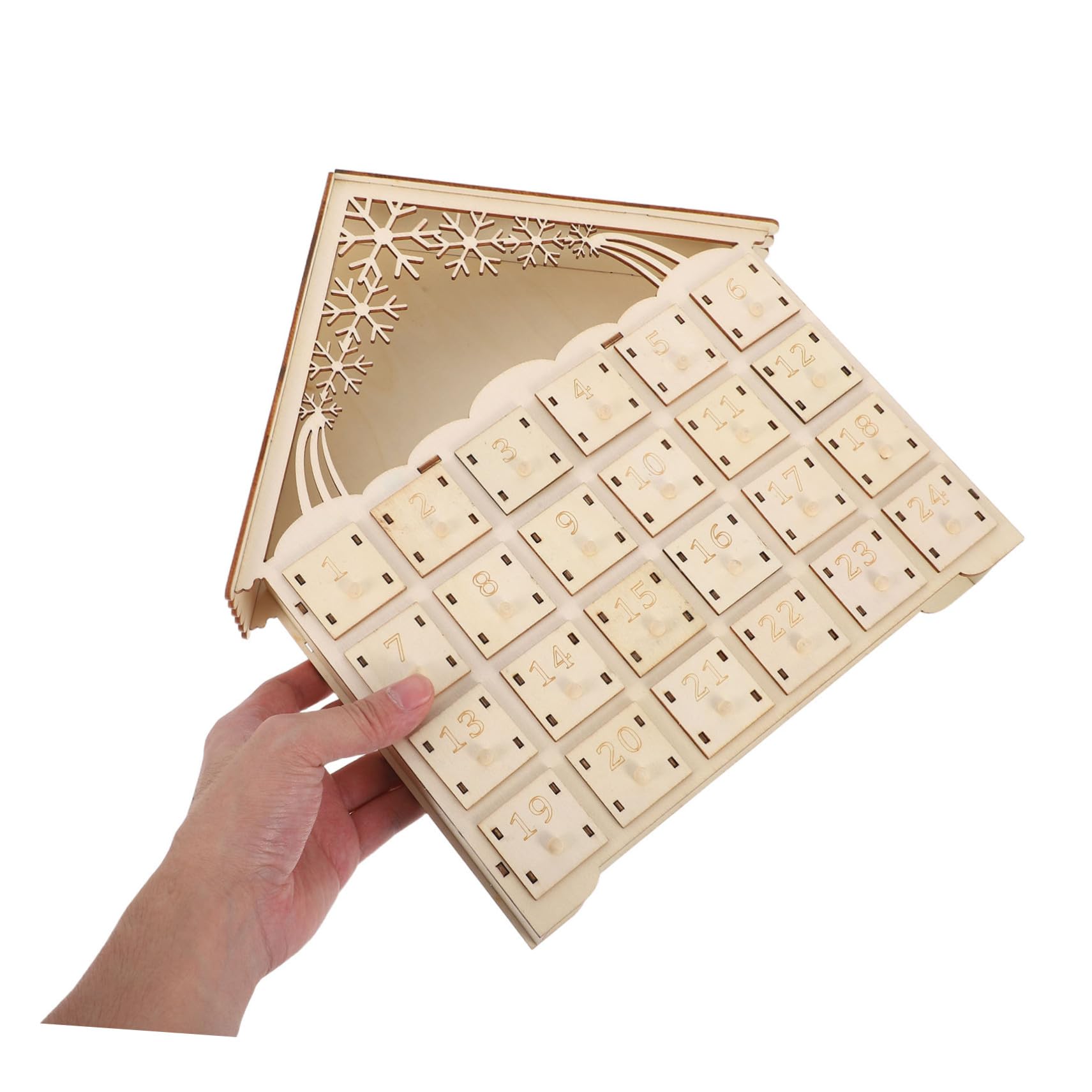 Ciieeo Calendario Avvento di Natale in Legno con Conto alla Rovescia per Feste Casa Avvento Illuminata LED Decorazione Natalizia Ricaricabile Stile Casuale