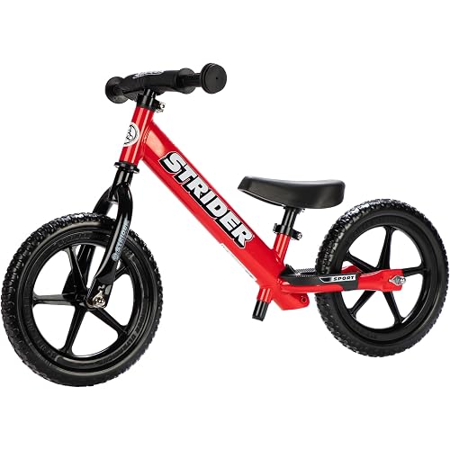 Strider 12 Sport Bike, Red - No Pedal Balance Bicycle for Kids 1 to 4 Years - Includes Safety Pad, Padded Seat, Mini Grips, Flat-Free Tires -Easy Assembly, Tool-Free Adjustments
