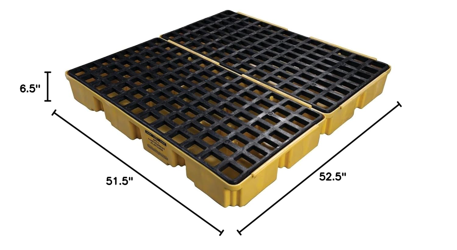 Eagle Square 4 Drum Spill Platform with Forklift Pockets, 52.5"x51.5"x6.5", 60 Gallon Sump, 10,000 lbs. Load Capacity Containment Tray, Made in USA, Yellow, 1634