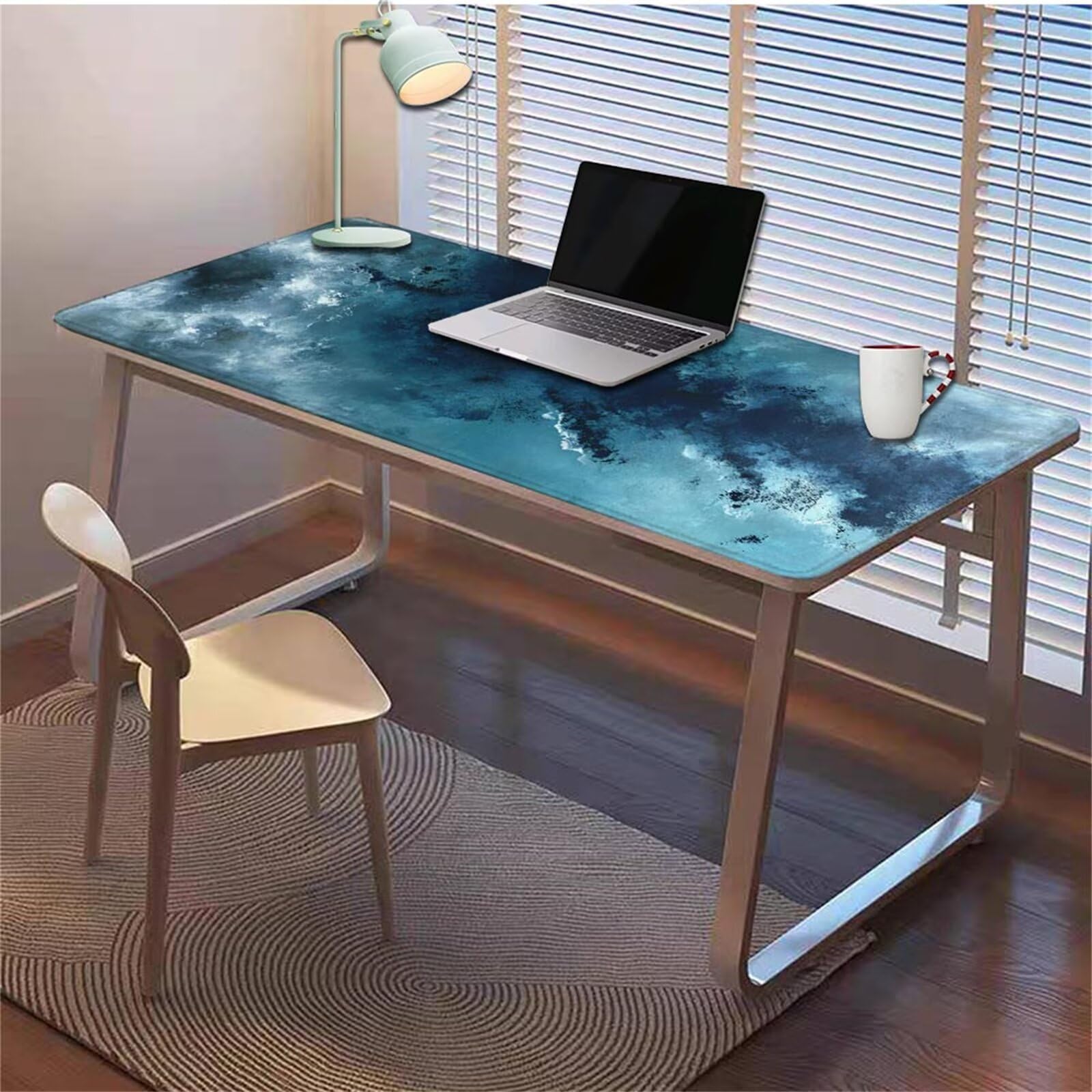 Gamingowa podkładka pod mysz 1200 x 600 x 3 mm, XXL, wodoszczelna, odporna na ścieranie, z przyszytymi krawędziami, niebieska, podkładka na biurko, poprawia prędkość i precyzję, do laptopa, komputera