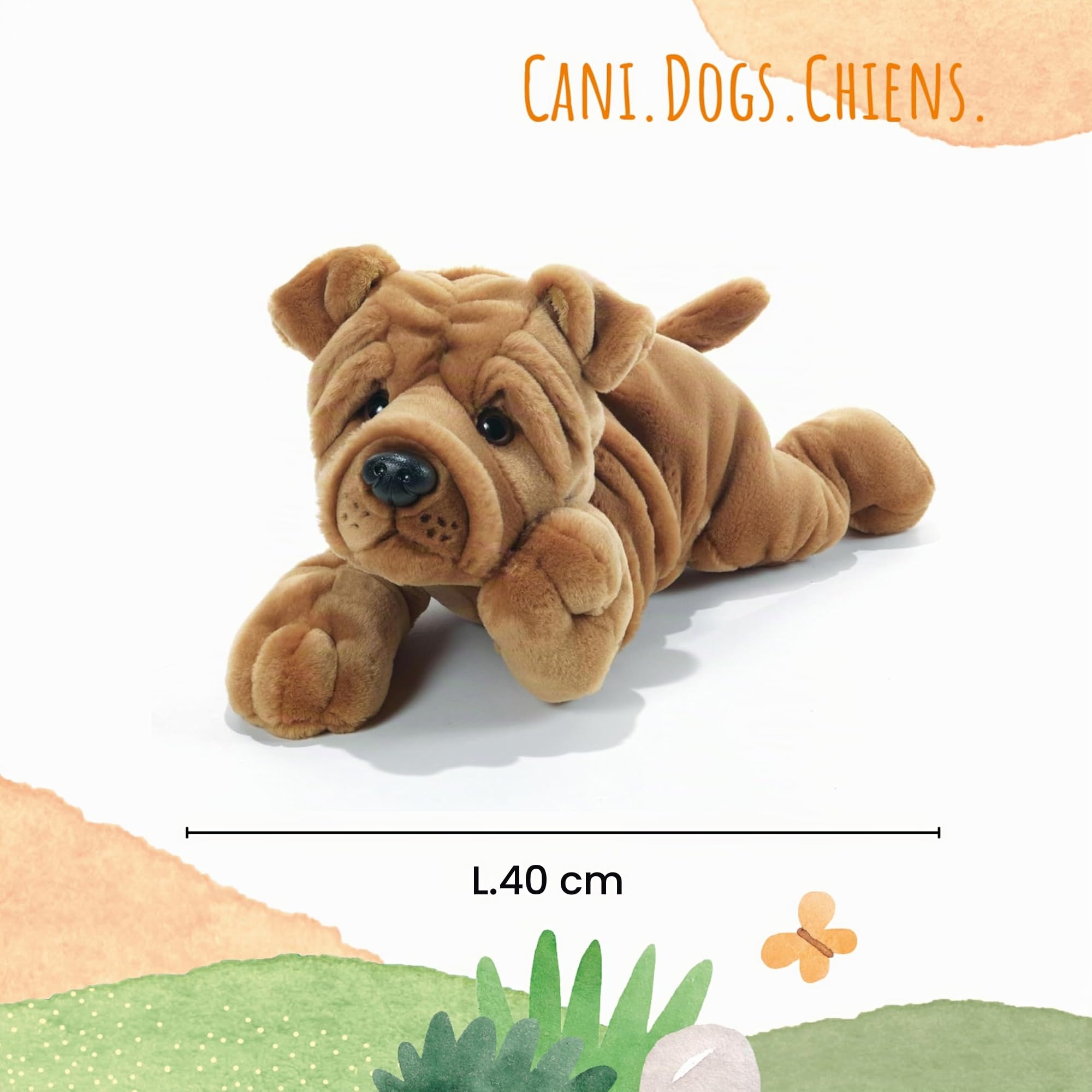 Plush & Company - 05925 - Peluche - Ruga Chien Sharpei Allongé - 40 cm