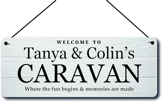 Maggie-mais Personalised Caravan Sign Plaque Gifts,