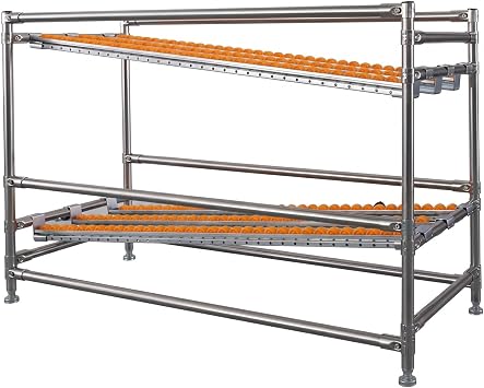 Stainless Steel Flow Rack, Picking Shelf for Warehouse Packing Station, Slanted Roller Track Storage Organizer for Inventory Assembly Line150x80x100cm