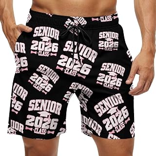 Senior Class of 2026 Graduation Men Beach Shorts Board Small | Swim Trunks Quick Dry Surf Pockets