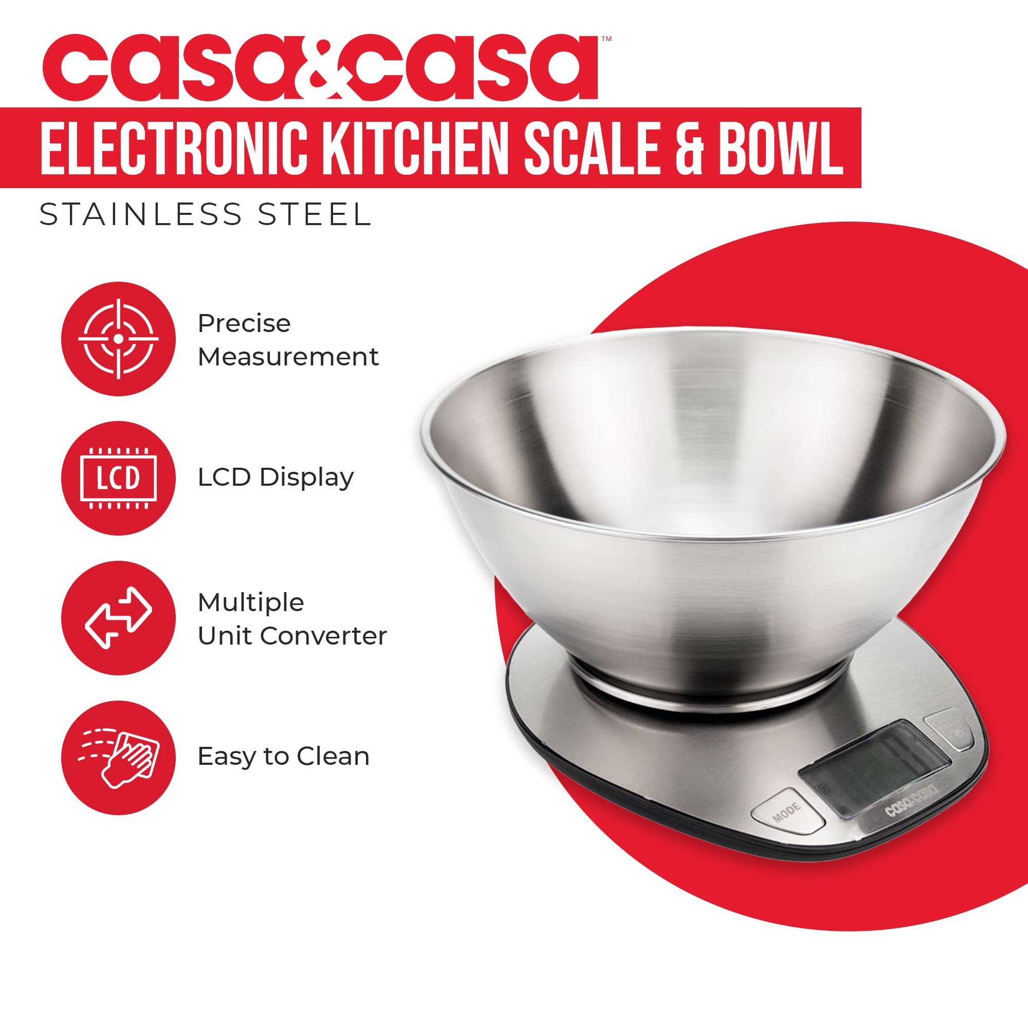 Bilancia Cucina Digitale 10 Kg/1g - Acciaio Inox, Display LCD, 6 Unità, Con Tara - Foto 7