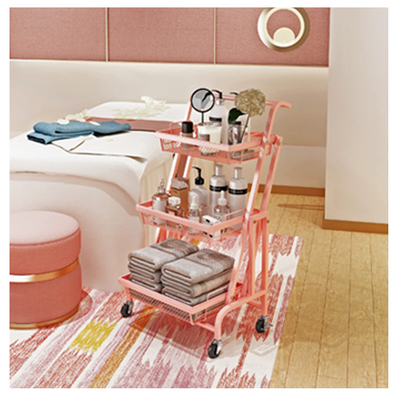 Chariot de cuisine pliant JATIBOSH étagère de rangement métal noir pour petit espace