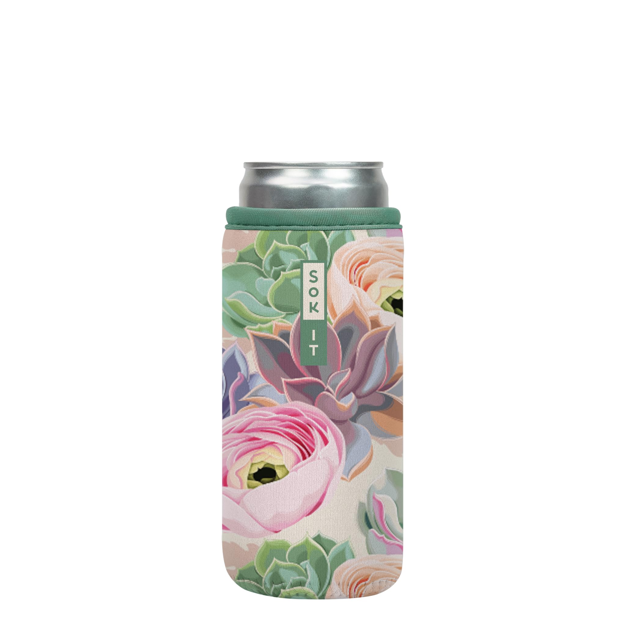 Sok It CanSok Sleeve for Beer & Soda Insulated Neoprene Cover (Pastel Splendor, 12oz Slim Can Sleeve)