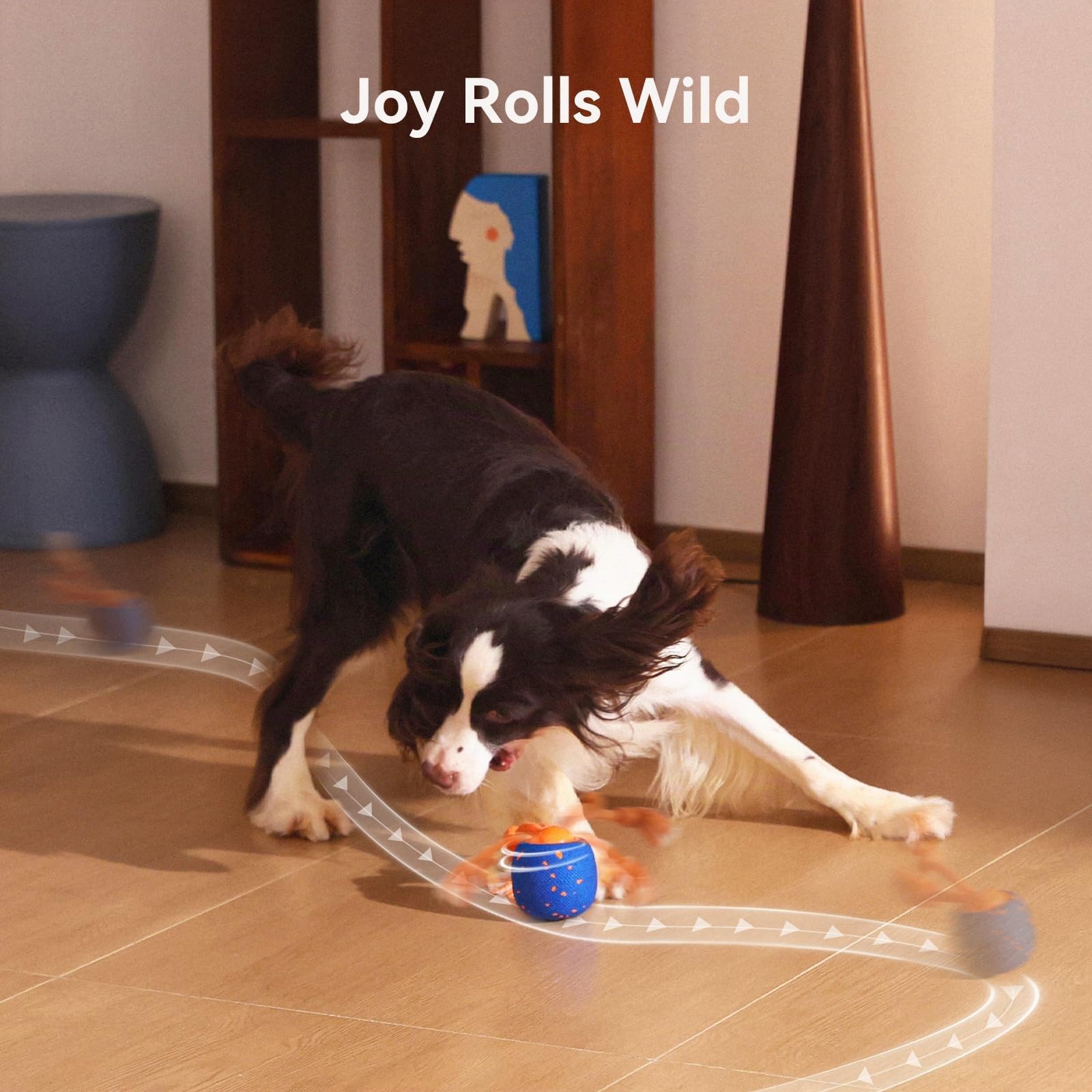 Cheerble Palla Interattiva per Cani - Wicked Ball Rolly con Coda & Abbai, Palla Automobile Rotolante 3 Modalità, E-TPU, Ricaricabile USB-C, per Cani di Taglia Media-Grande, Blu