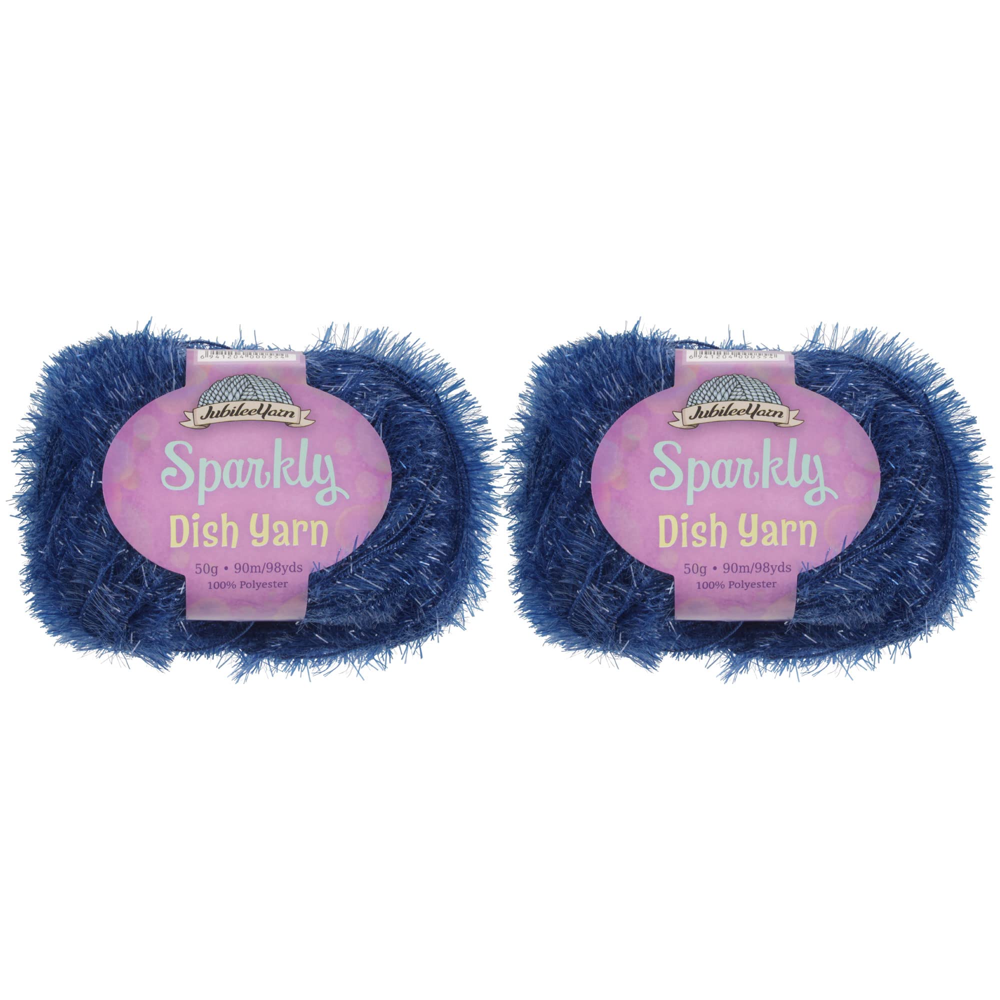 JubileeYarn Sparkle Dish Scrubby Yarn - Worsted Weight - 50g/Skein - 102 Deep Blue - 2 Skeins