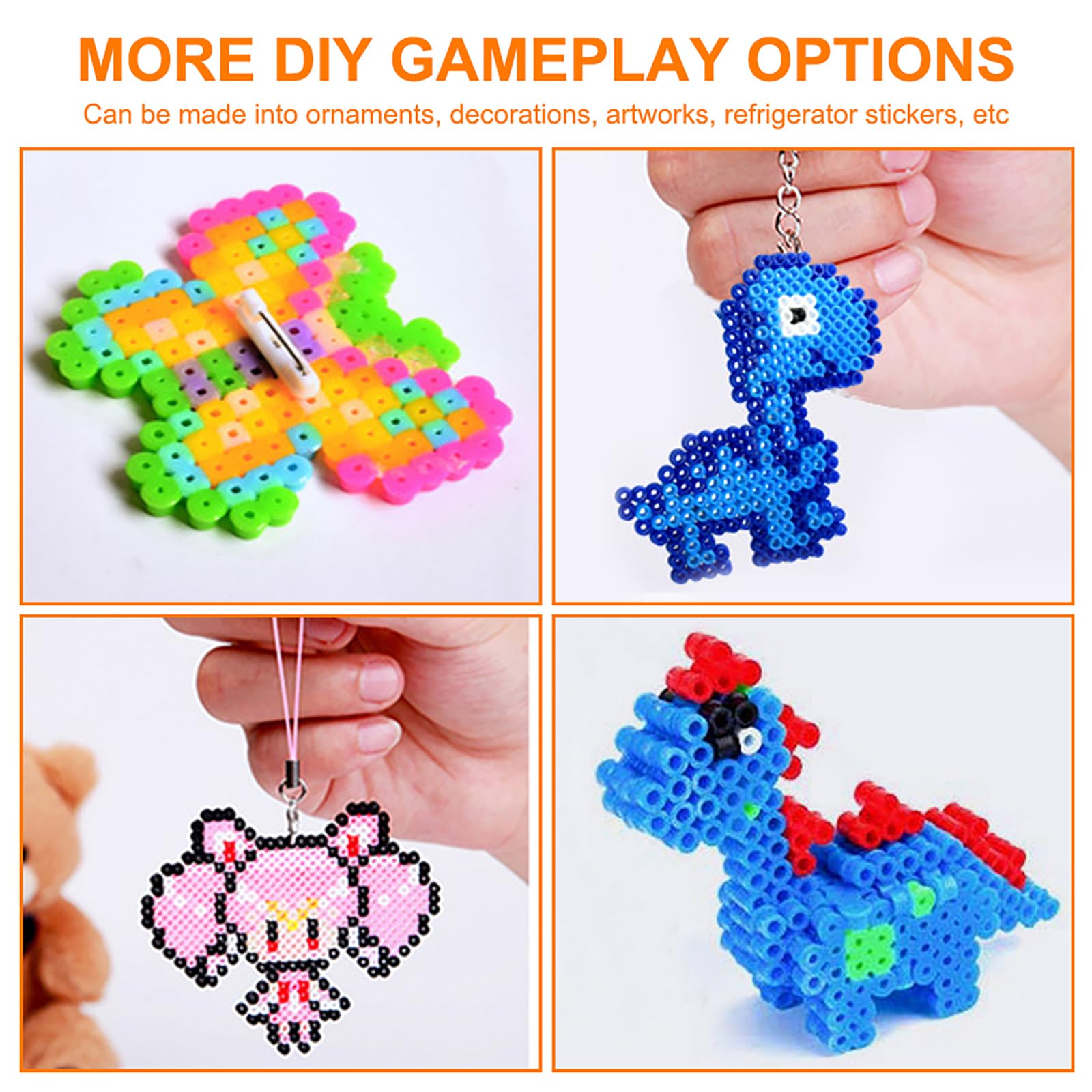 Zoyomax Set di perline da stirare da 5 mm, 4000 perline con piastra, 6 fiori e carta da stiro, set di perline creative, per bambini dai 3 anni in su